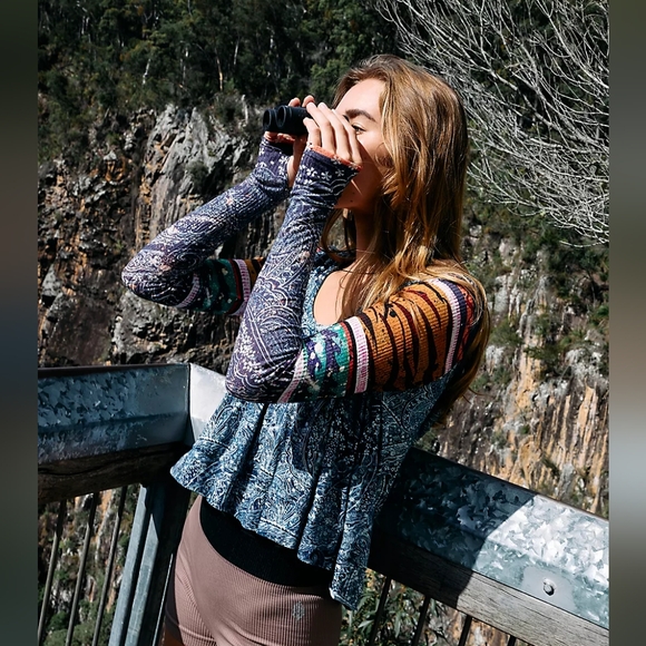 Free People - Soul Searcher Printed Hoodie - Size S - Picture 1 of 10